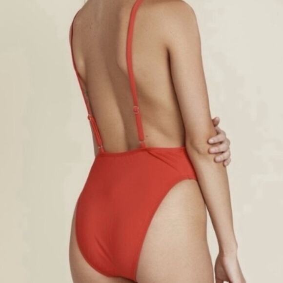 Dippin' Daisy's The Toxic Fantasy Deep V One Piece Swimsuit Bronze Rust Medium - Picture 10 of 10